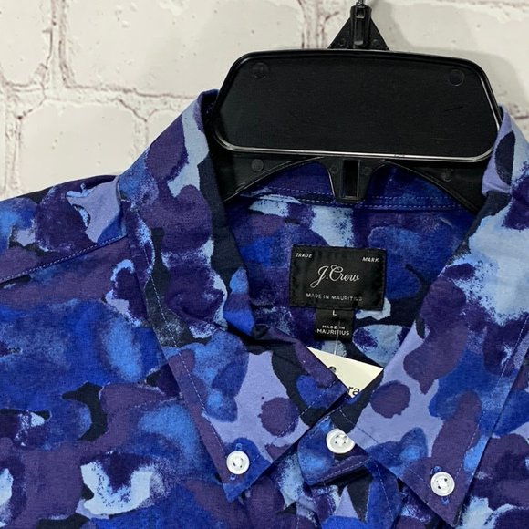 J. Crew Watercolor Blue Camo Print Slim Fit Button - Picture 12 of 12